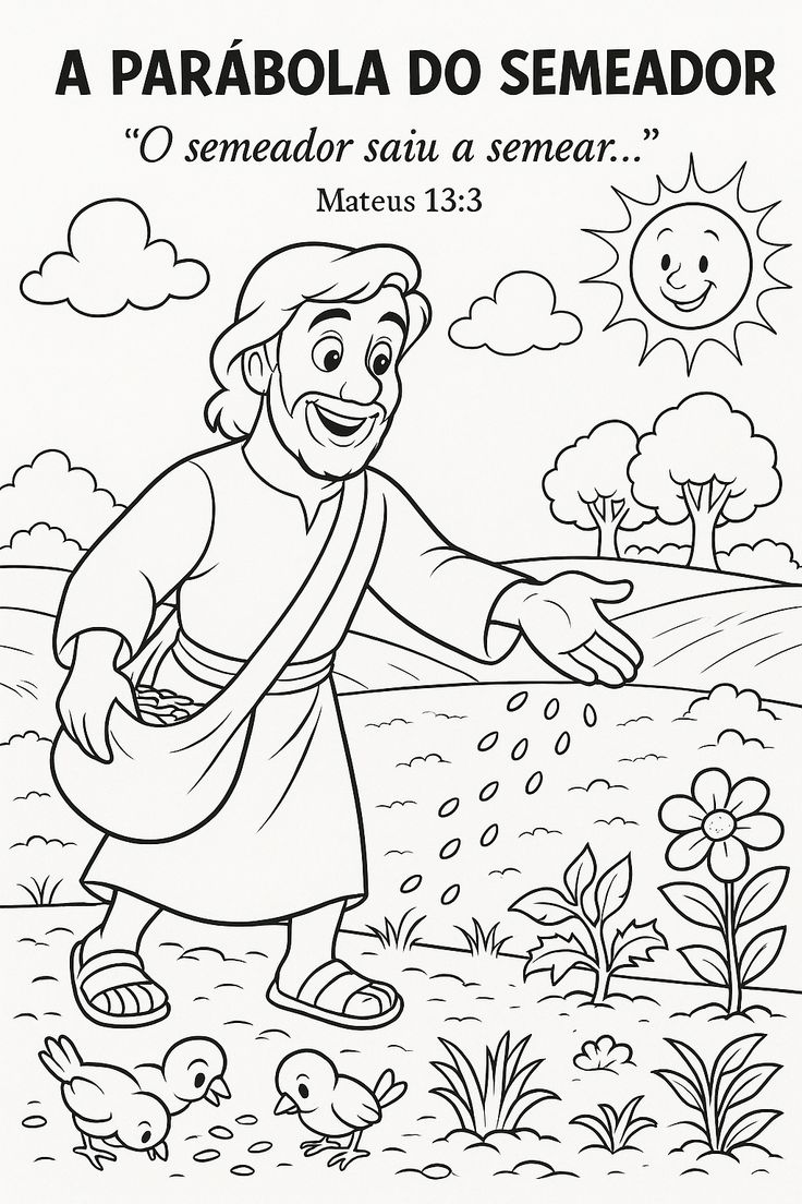 Atividade de Colorir - A Parábola do Semeador (Mateus 13_3)